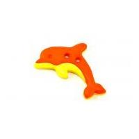 dill novelty dolphin shape buttons 30mm orange yellow