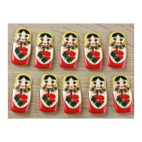 Dill Russian Doll Shaped Novely 2 Hole Plastic Buttons Red