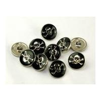 Dill Round Skull & Crossbone Shank Buttons 20mm Black/Silver
