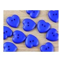 Dill Heart Shape 2 Hole Plastic Buttons Royal Blue