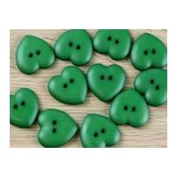 Dill Heart Shape 2 Hole Plastic Buttons Emerald Green