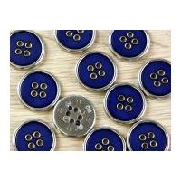 Dill Round 4 Hole Metal Jacket & Coat Buttons Navy Blue