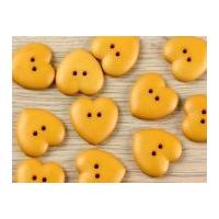 Dill Heart Shape 2 Hole Plastic Buttons Mustard