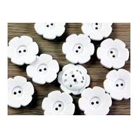 Dill Flower Shape 2 Hole Plastic Buttons White