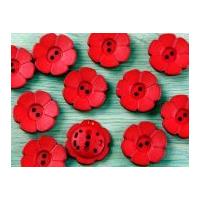 Dill Flower Shape 2 Hole Plastic Buttons Red