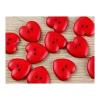 dill heart shape 2 hole plastic buttons red