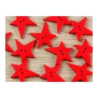 Dill Irregular Star Shape 2 Hole Plastic Buttons Bright Red