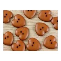 Dill Heart Shape 2 Hole Plastic Buttons Tan Brown