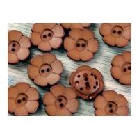 Dill Flower Shape 2 Hole Plastic Buttons Tan Brown