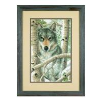 dimensions stamped cross stitch kit wintry wolf