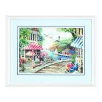 dimensions counted cross stitch kit cafe by the sea