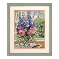 dimensions counted cross stitch kit peonies delphiniums