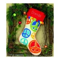 Dimensions Feltworks Stitch Applique Kit Peace Signs Stocking