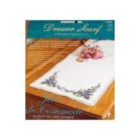 Dimensions Stamped Cross Stitch Pretty Violets Dresser Scarf