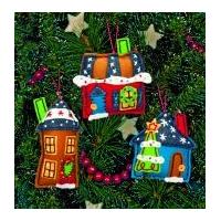 Dimensions Feltworks Stitch Applique Kit Homes Ornaments, Set of 3