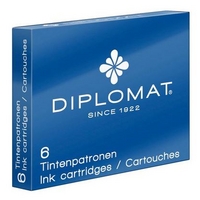 diplomat ink cartridges x 6 royal blue