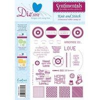 Die'sire Sentimentals Rubber Stamps - Knit and Stitch
