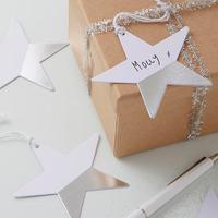 dipped foiled star gift tags silver