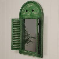 distressed green wooden shuttered louvre garden mirror by fallen fruit ...