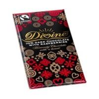 Divine Chocolate Dark Choc with Raspberries 100g