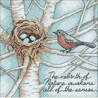 dimensions counted x stitch gold petite robins nest