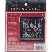 Dimensions 14 Count Tis The Season Ornament Counted Cross Stitch Kit, 4 By