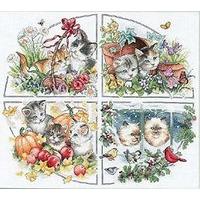 Dimensions Counted X Stitch - Gold, Four Seasons Kittens