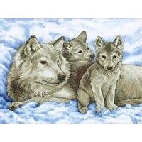 Dimensions Stamped X Stitch - Mother Wolf And Pups