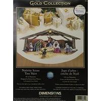 dimensions counted x stitch gold nativity tree skirt