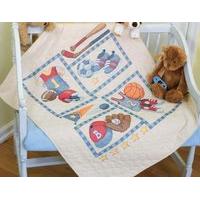 dimensions stamped x stitch quilt little sports