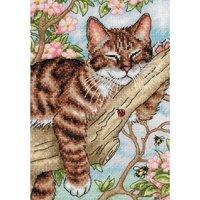 dimensions counted x stitch gold petite napping kitten