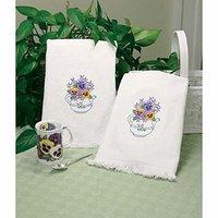 dimensions teapot floral stamped embroidery towels multi colour