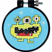 dimensions learn a craft stamped cross stitch monster multicoloured