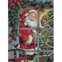 Dimensions Counted X Stitch - Gold, Candy Cane Santa