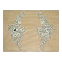 diamante crystal couture bridal lace appliques silver