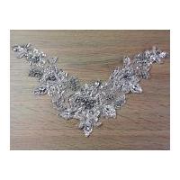 Diamante Crystal Couture Bridal Lace Appliques Silver