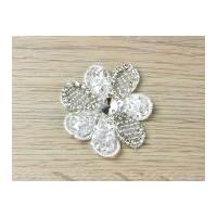 diamante crystal flower couture bridal lace appliques 45mm silver