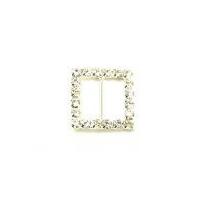 Diamante Square Buckle 25mm Silver