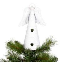 Distressed Finish White Angel Tree Topper
