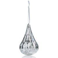 Distressed Finish Silver Pear Bauble