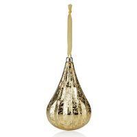 Distressed Finish Gold Pear Bauble