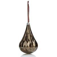 Distressed Finish Smoked Grey Pear Bauble