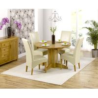 dijon 120cm solid oak round extending dining table with canberra chair ...