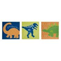 Dino Doodles Multicolour Canvas (W)20cm (H)20cm Set of 3