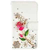 diamond crystal jewel rose pu leather case with card slots and magneti ...