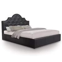 Diamante Luxury Leather Ottoman Bed - Double - Black