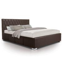 Diamond Leather Extra Storage Ottoman Bed - Kingsize - Brown