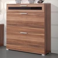 diano wooden shoe storage cabinet in walnut with 3 compartment