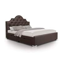 Diamante Luxury Leather 4 Drawer Bed - Double - Brown