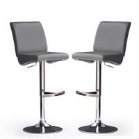 Diaz Bar Stools In Grey Faux Leather in A Pair